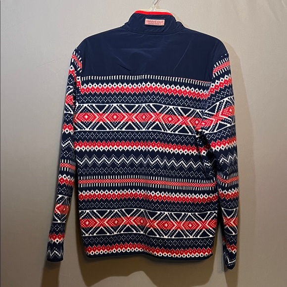 Men's Stylish Quarter Zip-Up Sweater in Navy and Red - Picture 5 of 6